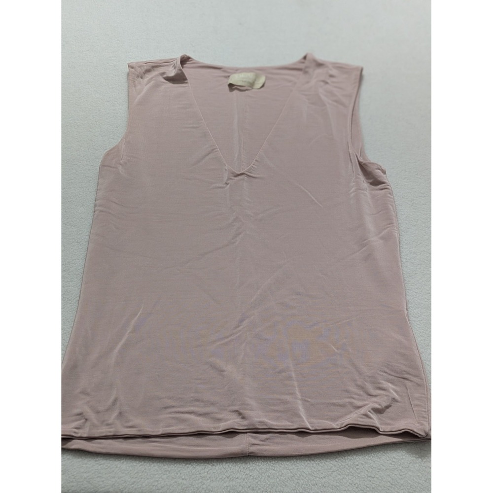 Max Mara Tank Top Blush Pink Blouse Sleeveless Viscose‎ Stretch V-Neck Sz Small